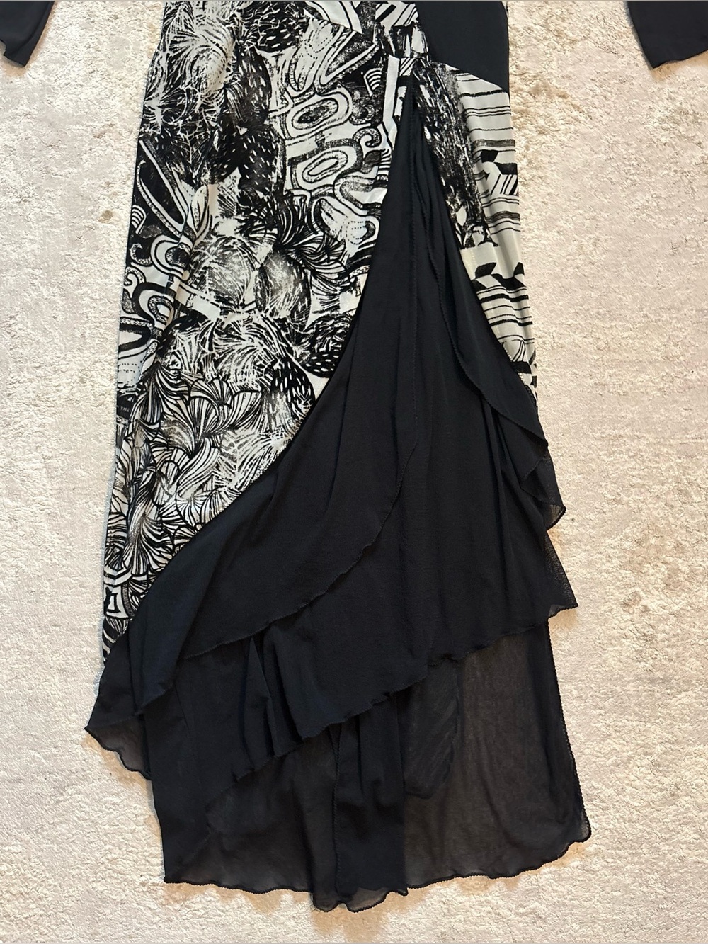 Save The Queen Cutout Maxi Dress Mesh Asymmetrical Overlay Print Size Medium - Picture 8 of 16